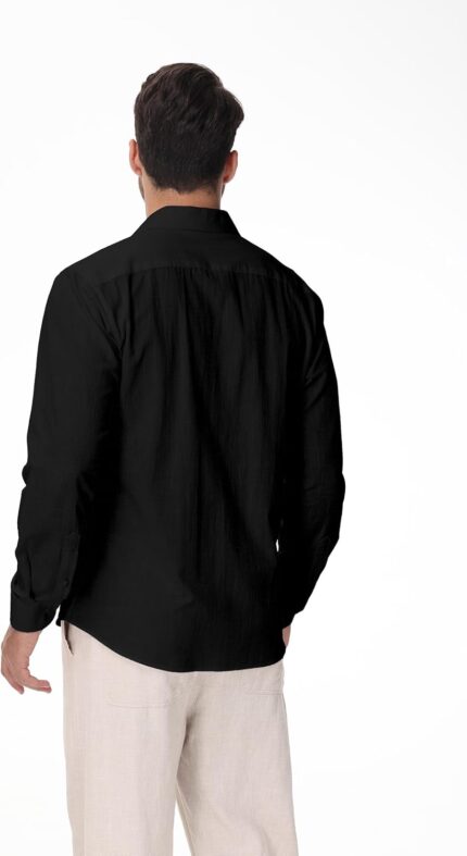 Men Solid Black Long - Hình 2