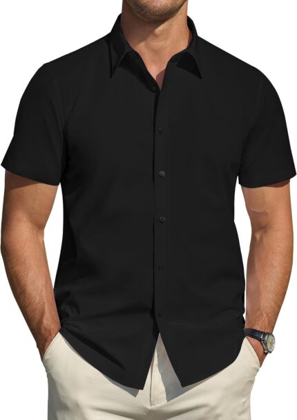 Men's Stretch Stain-Resistant Short Sleeve Shirt