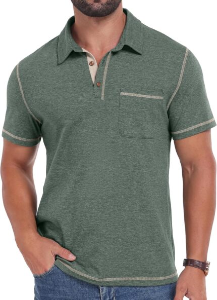 Men's Classic Collar Polo Shirt with Pocket