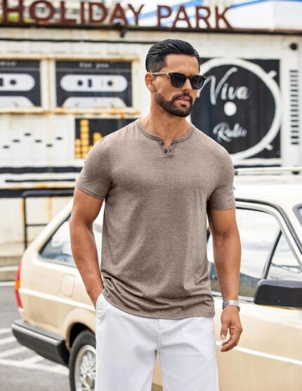 Mens Plain Henley - Hình 2